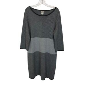 NWT Anne Klein Womens Size Large Gray Mixed Pattern Sweater Dress NEw